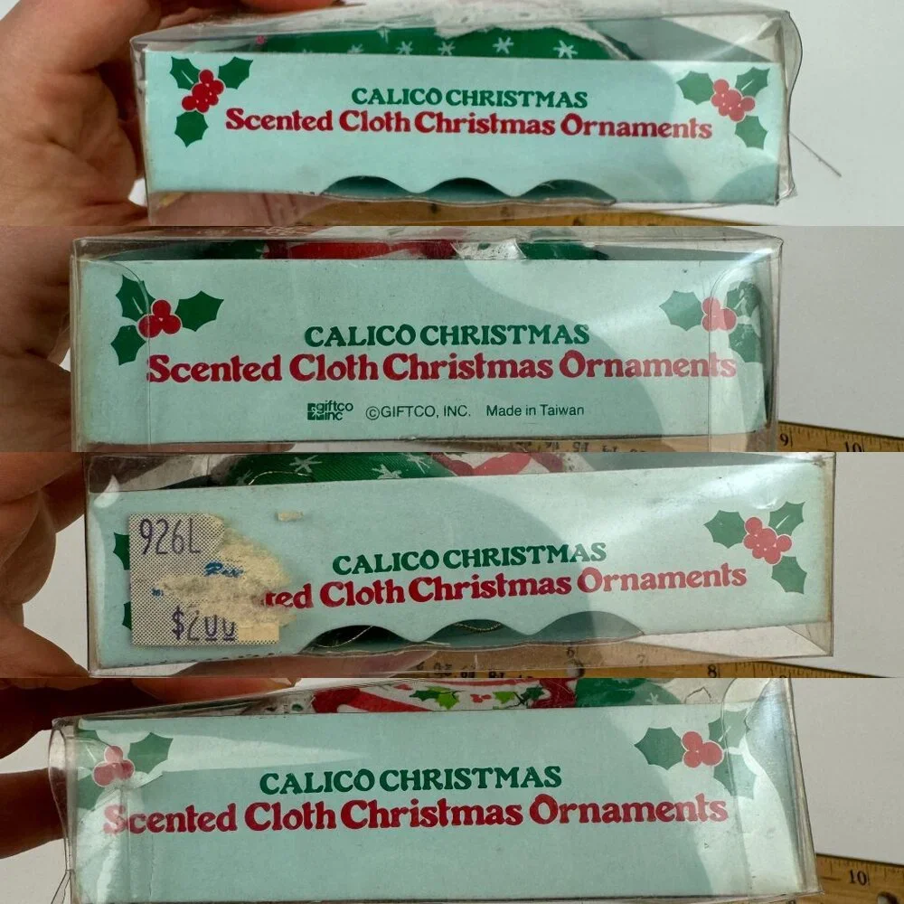 Vtg‎ 1984 Calico Christmas Scented Cloth Ornament Bell Shape w Original Box READ